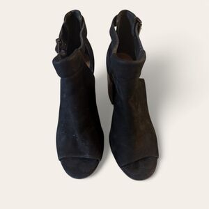 Arturo Chiang Women's Black Suede Peep Toe Sandal Bootie, Size 6M